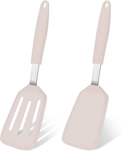 Vista 11 de Juego de 2 espátulas de silicona, espátula de cocina resistente al calor de 600 °F, espátula sólida y ranurada sin BPA, utensilios de cocina