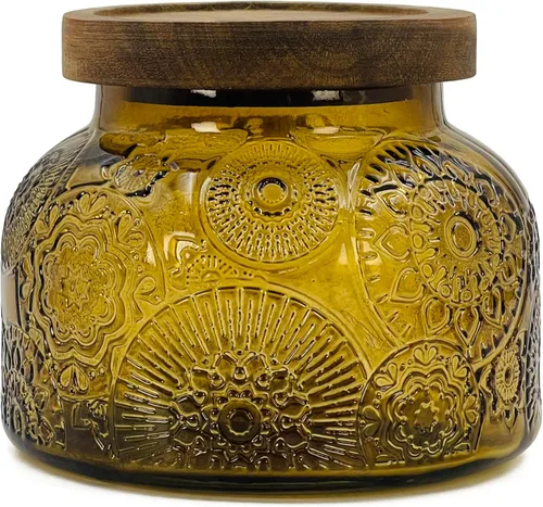 Vista 16 de Recipiente de almacenamiento de alimentos decorativo de vidrio ámbar con tapa hermética de madera 720 ml 2 piezas, recipientes de almacenamiento