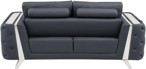 Vista 86 de Blackjack Furniture Reggio Collection - Sofás de cuero italiano de grano completo para sala de estar con marco de madera brasileña y acero Blanco