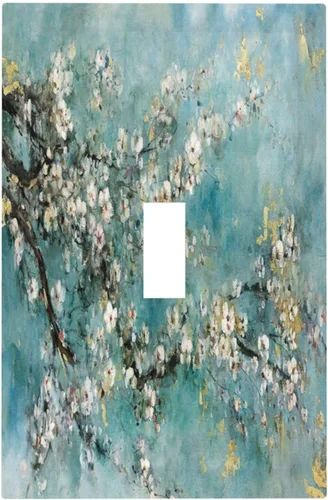 Vista 236 de Pintura al óleo de flores abstractas de 1 cuadrilla de interruptor de luz dúplex individual cubierta de salida placa de pared decorativa Placa