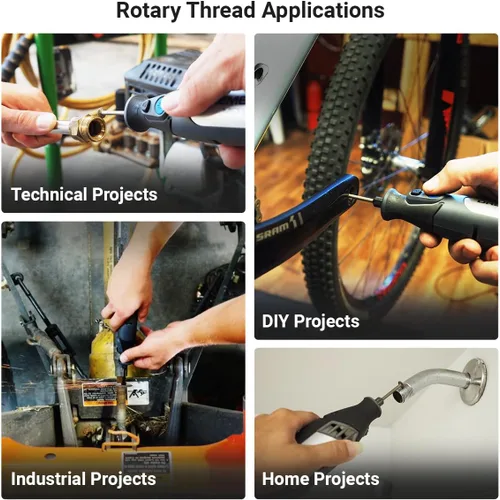 Vista 7 de Kits de reparación de rosca Rotary Thread - Más rápido y fácil de perseguir, restaurar y limpiar roscas internas o externas, todo en un juego