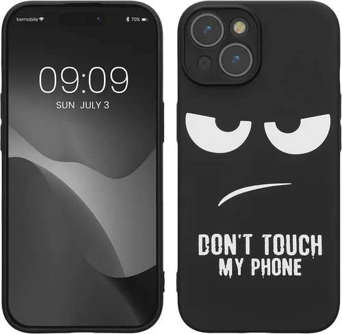 Vista 9 de kwmobile Funda de silicona TPU compatible con Xiaomi 11T/11T Pro - Funda suave - No toques mi teléfono blanco/negro