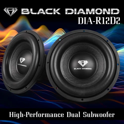Vista 2 de BLACK DIAMOND DIA-R12D2 Subwoofer de audio para automóvil de 12 pulgadas, 1200 vatios, bobina de voz dual 2+2 ohmios (1 altavoz)