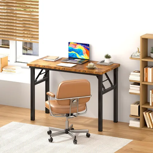 Vista 275 de DlandHome Escritorio plegable pequeño de 31.5 pulgadas, escritorio de computadora para oficina en casa, mesa plegable para espacios pequeños,