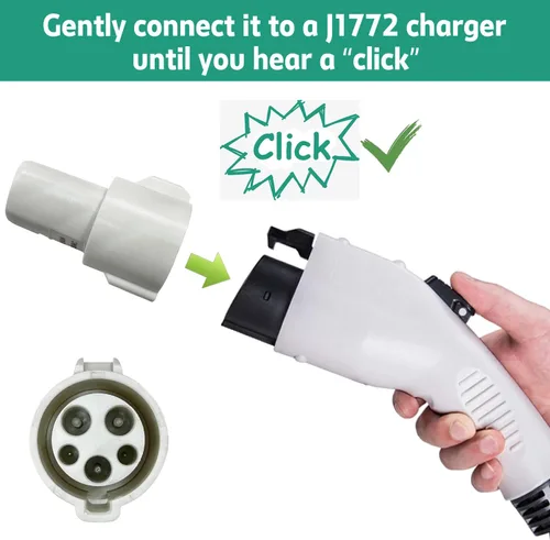 Vista 2 de Adaptador de carga J1772 a Tesla compatible con adaptador de cargador SAE J1772 EV a accesorios Tesla Model 3, Y, S, X (blanco)