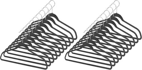 Vista 7 de Whitmor Juego de 15 perchas flocadas para trajes, color negro