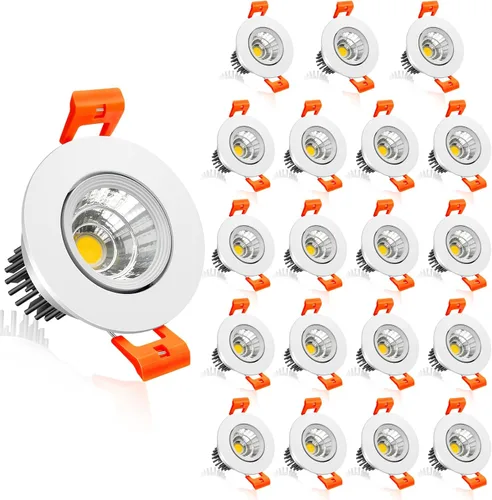 Vista 28 de inShareplus Downlight LED de 2 pulgadas, iluminación empotrable de 3 W, regulable, luz blanca cálida de 3000 K, CRI80, luces de techo