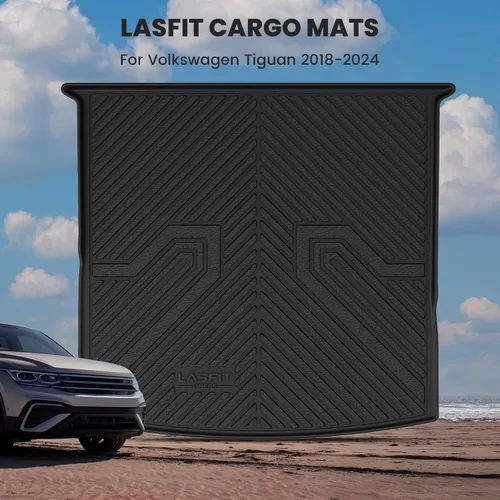 Vista 2 de LASFIT Tapete de carga para VW Tiguan 2018-2024 (ajuste 5 asientos), protección para todo tipo de clima, tapete de maletero de elastómero