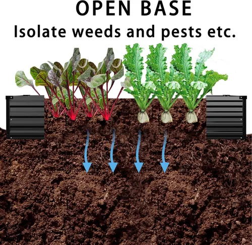 Vista 4 de Foxlang Cama de jardín elevada galvanizada de 8 x 4 x 1 pies (2 piezas) para exteriores, jardinera de metal, kit de cama de plantación para Negro