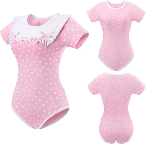 Vista 7 de Littleforbig Mameluco de algodón con pechera con volantes y lazo precioso