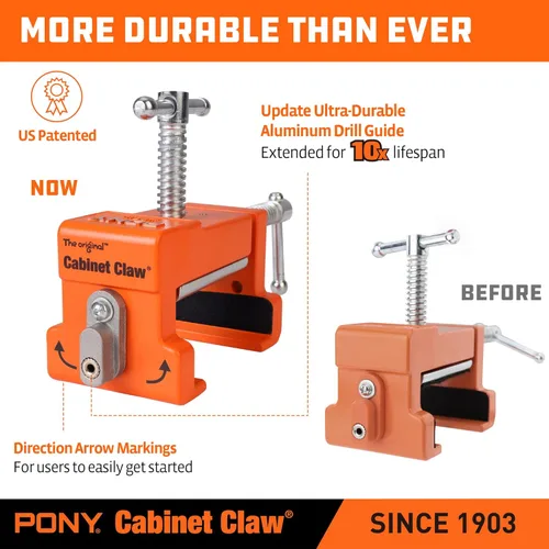 Vista 3 de PONY Paquete de 2 abrazaderas para gabinete, 8510 Cabinet Claw, abrazaderas de marco frontal para instalar gabinetes, límite de carga 440 libras