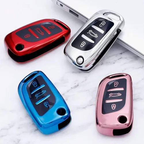 Vista 6 de TPU Car Fold Key Case Full Cover, for Peugeot 306 407 807 for Citroen C1 C2 C3 C4 C5 DS3 DS4 DS5 DS6 Remote Key Shell