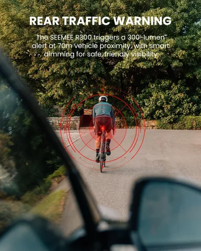 Vista 2 de MagicShine SEEMEE R300 - Luz trasera de radar para bicicleta con detección inteligente de visión trasera, gran angular de 270 ° que aumenta