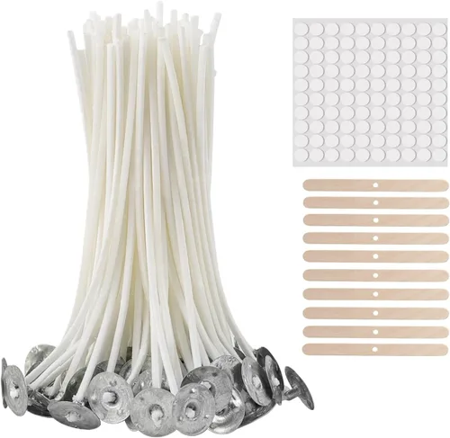 Vista 8 de buluker 300 piezas de mechas para velas sin humo funcionales - Mechas de algodón preenceradas con pestañas sustentadoras de metal