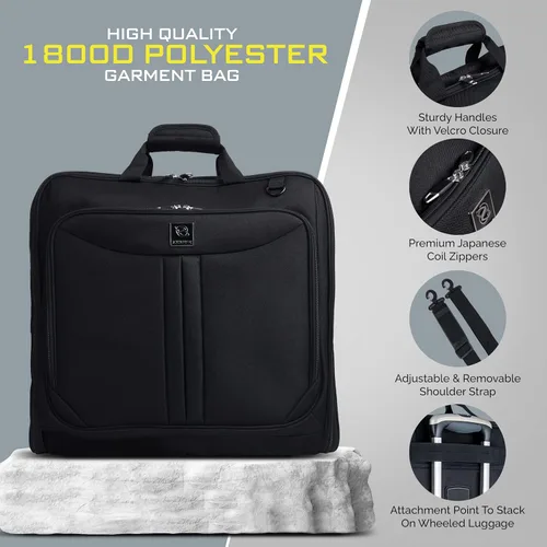 Vista 4 de Zegur 40 pulgadas 3 bolsas de ropa para llevar el traje cuando viajascuenta con una correa regulable para el hombro y múltiples bolsillos