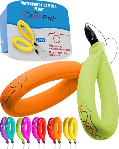 Vista 11 de Nordic Flash Flotador impermeable para cámara (paquete de 2) – Correa flotante para cámaras de acción, accesorios GoPro, mango flotante DJI, correa