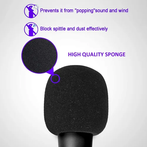 Vista 7 de Parabrisas de micrófono de mano de 6 piezas, filtro de micrófono pop para micrófono de estudio, micrófono de mano Bluetooth y micrófono de mano