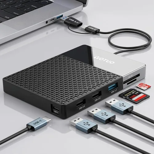YOTUO Disco Duro Externo de 1TB, Hub Multipuerto USB C HDD 7 en 1, USB 3.0, Lector de Tarjetas SD/TF, Estación de Acoplamiento, Disco Duro