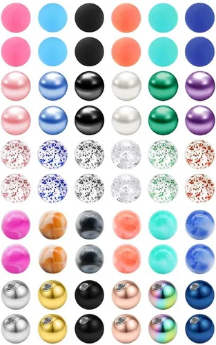 Mayhoop 60 bolas de repuesto para piercing de barra de 0.236 pulgadas, 0.315 pulgadas, acero inoxidable y bolas flexibles transparentes para mujeres