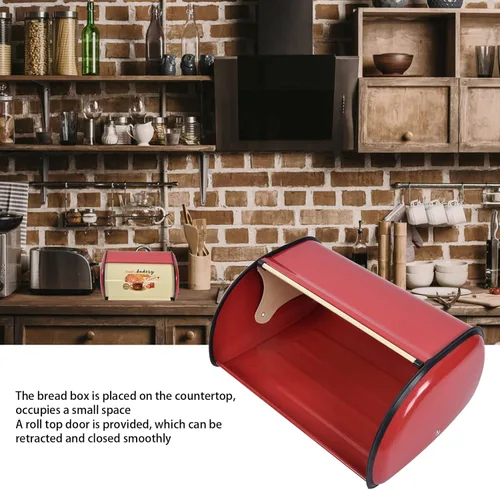 Vista 7 de CHICIRIS Panera para pan, almacenamiento de pan, caja de pan de metal para encimera de cocina, contenedor de gran capacidad con tapa superior