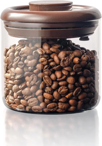 Vista 9 de Recipiente de vidrio para café molido hermético de 10 oz – Bote de café molido con tapa Pop Top y válvula de CO₂, recipiente de granos de café