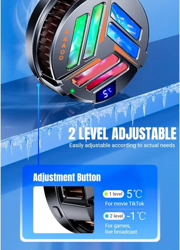 Vista 4 de Enfriador de teléfono magnético para juegos, compatible con series 12, 13 y 14, semiconductor dual, con pantalla LED para teléfono
