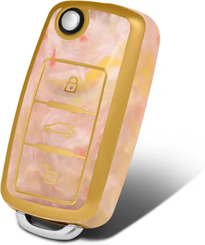 Vista 11 de Funda para llavero VW de 3 botones, funda de TPU suave premium compatible con Volkswagen Jetta Golf Polo MK8 Passat Tiguan Beetle (patrón celadón)