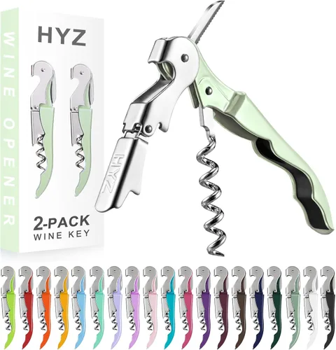 Vista 20 de HYZ Paquete de 2 Abrebotellas de Vino Sacacorchos de Camarero, Llave de Vino Profesional para Servidores, Bartender con Cortador de Papel