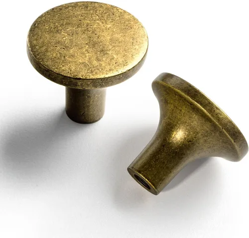 Goo-Ki Perilla de gabinete de latón antiguo de 1.3 pulgadas de diámetro, herrajes de gabinete de aleación de zinc de alta gama, 6 paquetes