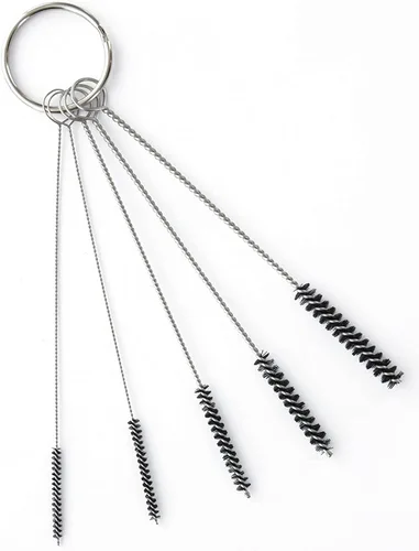 Juego de cepillos de limpieza de tubos de 10 pulgadas, paquete de 5 cepillos pequeños de nailon extra largos con asas flexibles para botellas,
