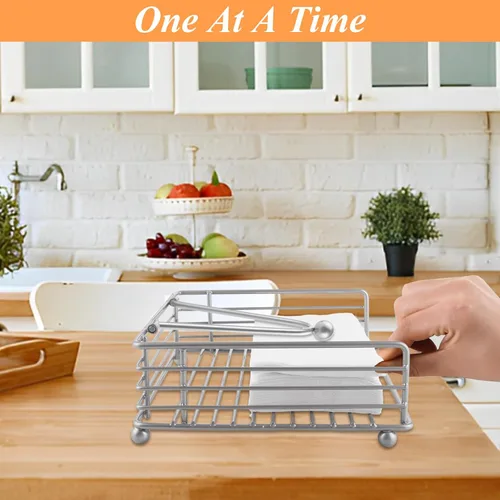 Vista 4 de Paquete de 3 servilleteros planos con brazo pesado, servilleteros para servilletas de papel, servilleteros con peso para cocina, restaurante, mesa