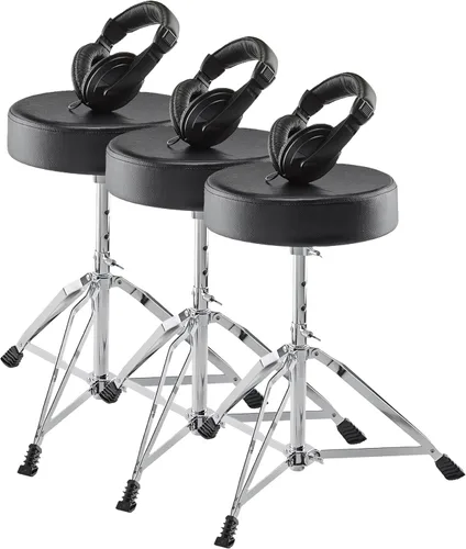 Paquete Alesis Drum Essentials - Juego completo de accesorios para batería eléctrica que incluye un trono de batería y auriculares supraaurales