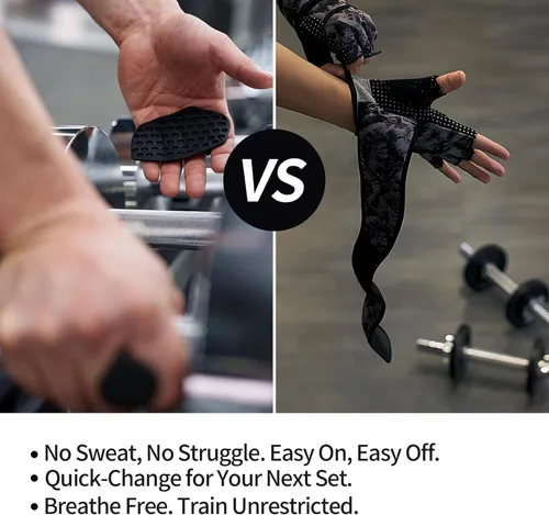 Vista 4 de Anti-Slip Weight Lifting Gloves for Men & Women, Ergonomic Silicone Palm Workout Grips, Gym Training Gloves for Pull-Ups, Dumbbell, Barbell, Callus