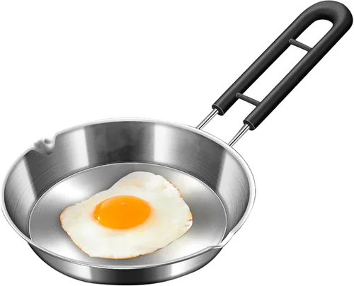 RSBFER Mini sartén antiadherente para huevos, sartén de acero inoxidable 304, sartén de cocina para tortilla, bistec, panqueques, 4.7 in