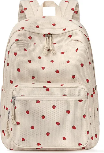 Vista 14 de mibasies Linda mochila escolar y de pana preppy para niñas Arco beige