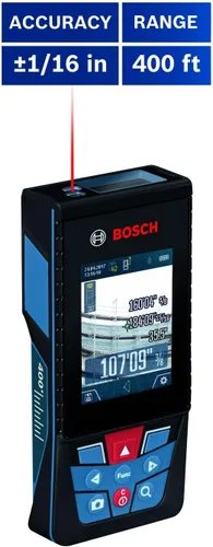 Vista 22 de BOSCH GLM400C Blaze - Medidor láser conectado al aire libre de 400 pies con visor, incluye 3 baterías AA, correa de mano y bolsa