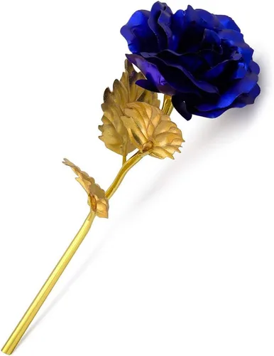 Vista 2 de LRRH Rosas de papel de aluminio de oro de 9.8 pulgadas, rosa de lámina de oro de 24 quilates, flores de rosas artificiales en caja de regalo