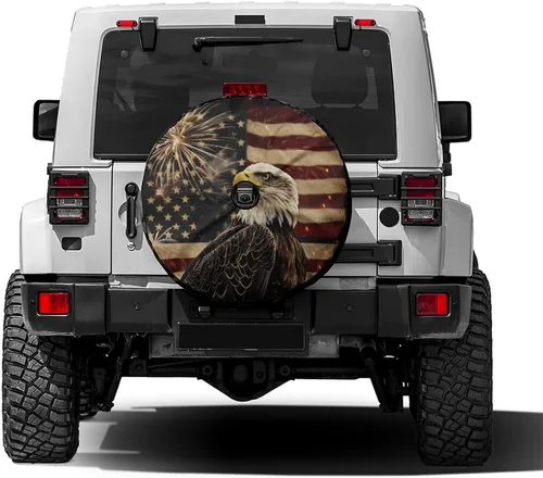 Vista 14 de Dujiea Bass Fish - Cubierta de neumático de repuesto con orificio para cámara de respaldo, cubierta universal de rueda y protector de neumáticos