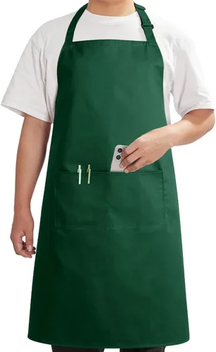 Vista 14 de Syntus Delantal ajustable con 2 bolsillos, delantales de cocina para mujeres, hombres, chef