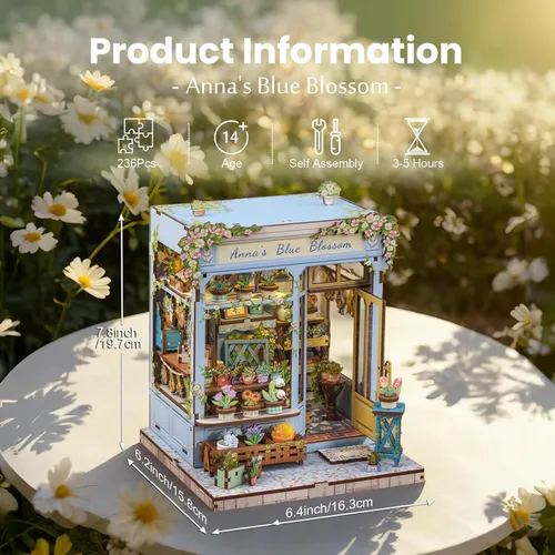 Vista 2 de Fsolis Kit de Rincón de Libro - Kit de Casa de Muñecas en Miniatura DIY Scene para Adultos, Rompecabezas 3D de Estantería 255 Piezas, Modelo de Casa