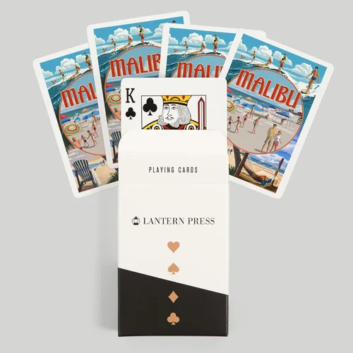Vista 6 de Lantern Press Malibu, California, montaje en la playa (52 cartas de juego, baraja de cartas de tamaño póquer con Jokers)