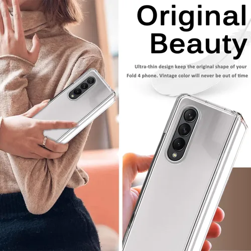 Vista 6 de Miimall Funda compatible con Samsung Galaxy Z Fold 4 con bisagra, carcasa rígida ultrafina de policarbonato todo incluido, anticaídas, plegable