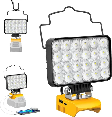 Vista 14 de Ecarke Luz de trabajo LED inalámbrica de 20 V compatible con baterías DeWALT: linterna de 70 W 7000LM con protección de bajo voltaje, luz