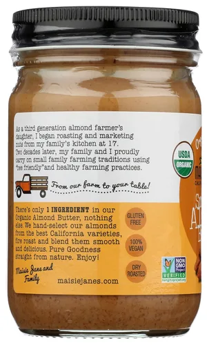 Vista 5 de MAISIE JANES Mantequilla de almendras orgánica suave, 12 onzas