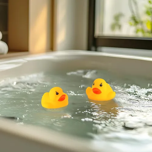 Vista 3 de 50-Pieces Float & Squeak Mini Rubber Duck Baby Bath Ducky Sound Shower Toys for Kids