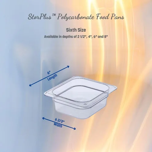 Vista 4 de Carlisle FoodService Products Storplus - Bandeja de plástico para alimentos de tamaño 1/6, contenedor de almacenamiento de alimentos, para catering