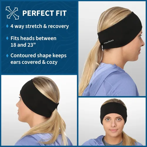 Vista 6 de TrailHeads - Diadema para mujer, diseño de cola de caballo, con banda para la oreja que absorbe la humedad, ideal para correr