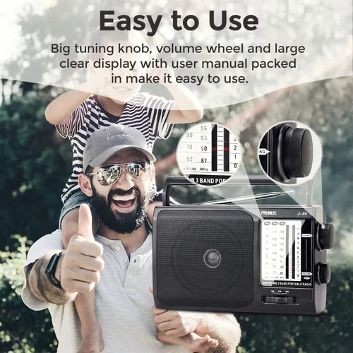 Vista 5 de PRUNUS J-05 AC Portátil AM FM WB Radio Negro