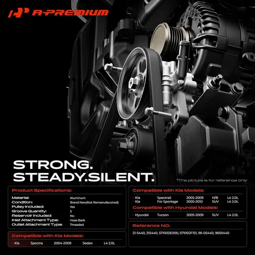 Vista 2 de A-Premium Bomba de dirección asistida, con polea, compatible con Kia Sportage 2005-2010, Spectra5 2005-2009, Spectra 2004-2009, Hyundai Tucson