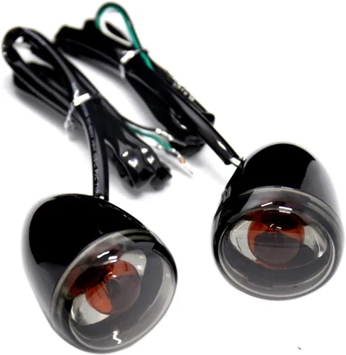 Vista 2 de Señales de giro y soporte de bala negra para Harley Dyna Softail Fatboy Sportster FXDB